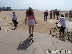 Little April masturbating in a car