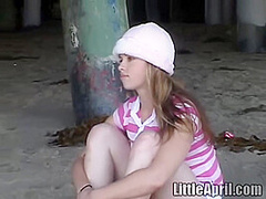 Little April masturbating in a car