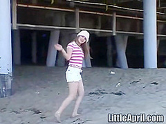 Little April masturbating in a car