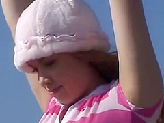 Little April masturbating in a car