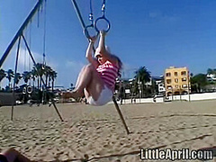 Little April masturbating in a car