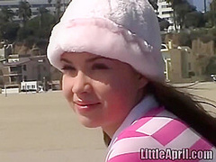 Little April masturbating in a car