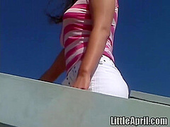 Little April masturbating in a car