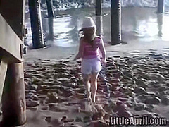 Little April masturbating in a car