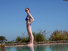 Flexible Stretching At The Pool Outdoor In Bikini - Watch4Fetish