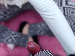 Fast Blowjob And Footjob In The Spring Forest With Pinkhair Girl