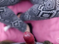 Fast Blowjob And Footjob In The Spring Forest With Pinkhair Girl