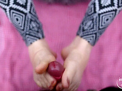 Fast Blowjob And Footjob In The Spring Forest With Pinkhair Girl