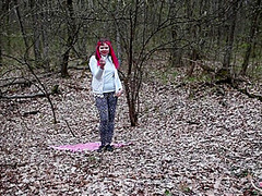 Fast Blowjob And Footjob In The Spring Forest With Pinkhair Girl