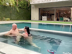 Angela White And Zac Wild - Bald Guy Got A Deep Blowjob From In