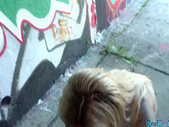 Deepthroating POV tattoo teen gets outdoor fuck for money