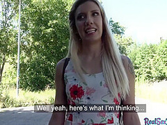 Deepthroating POV tattoo teen gets outdoor fuck for money