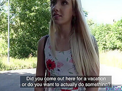 Deepthroating POV tattoo teen gets outdoor fuck for money