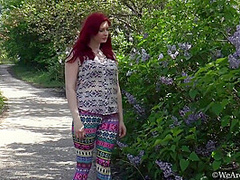 Purple Flowers Floral Pants With Red Bunny