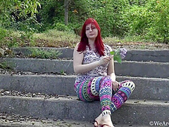 Purple Flowers Floral Pants With Red Bunny