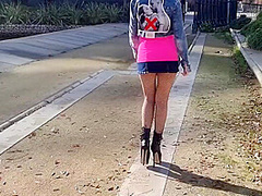 Curvy In Ripped Tights Walking And Show Her Ass Public