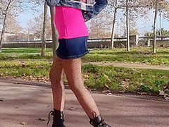 Curvy In Ripped Tights Walking And Show Her Ass Public