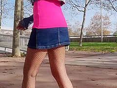 Curvy In Ripped Tights Walking And Show Her Ass Public