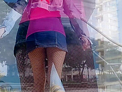 Curvy In Ripped Tights Walking And Show Her Ass Public