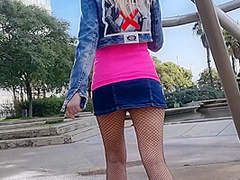 Curvy In Ripped Tights Walking And Show Her Ass Public