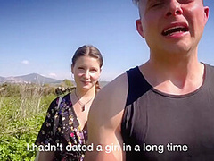 Charming Teen Brunette In A Floral Dress Is Having Casual