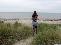 Fucked and creampied by random strangers on a public beach