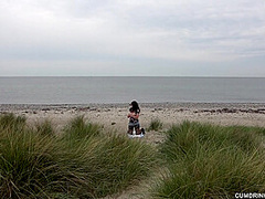 Fucked and creampied by random strangers on a public beach