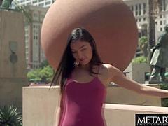 Watch As This Cute Latina Gets Naked And Strokes Her Shaved Pussy