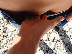 My Naked Masturbating Cock Outdoors And I Cum On Ass