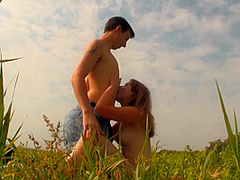 Blonde Teen Fucking Boyfriend Outdoor In Field For Spunk On