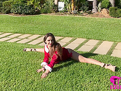 Stretching Outdoors In Red - Watch4Fetish