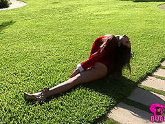 Stretching Outdoors In Red - Watch4Fetish