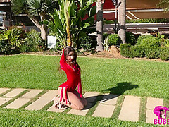 Stretching Outdoors In Red - Watch4Fetish