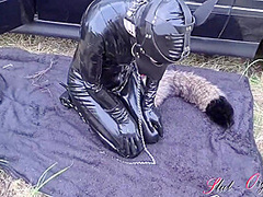 Dog Slut Orgasm, Celeste Receives Dog Training Outdoors