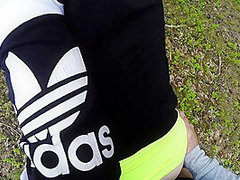 Her Leggings Lead To A Blowjob In The Woods After A Run I Cum On Her Stuck Butt