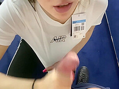 Public Changing Room Blowjob With Huge Cumshot All Over Store Clothes