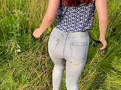 Cum Panties In Redhead Girl Loves Outdoor Sex And Cum On Panties