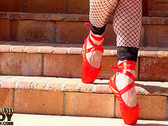 Lady Outdoor In Red Sexy Outfit - Watch4Fetish