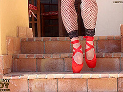 Lady Outdoor In Red Sexy Outfit - Watch4Fetish