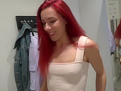 Fucked A Red-haired Beauty In The Of A Shopping Center And Face Cumshot
