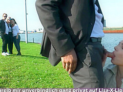 PUBLIC CAUGHT SEX - German teen make blowjob in the city