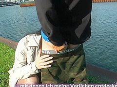 PUBLIC CAUGHT SEX - German teen make blowjob in the city