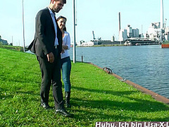 PUBLIC CAUGHT SEX - German teen make blowjob in the city