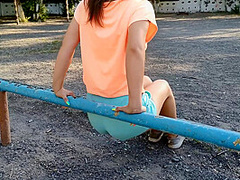 Student Trains On The Sports Ground And Shows Her Tight Ass