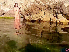 Perfect Babe Masturbates Pussy Sensually In Public By The Sea