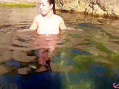 Perfect Babe Masturbates Pussy Sensually In Public By The Sea