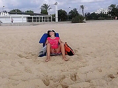 Public Flashing # Take Off Panties # Tanning Hairy Pussy At Sun Set Beach Among Peoples