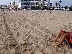 Public Flashing # Take Off Panties # Tanning Hairy Pussy At Sun Set Beach Among Peoples