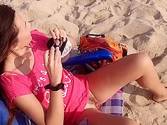 Public Flashing # Take Off Panties # Tanning Hairy Pussy At Sun Set Beach Among Peoples