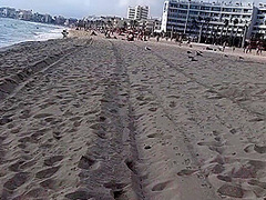 Public Flashing # Take Off Panties # Tanning Hairy Pussy At Sun Set Beach Among Peoples